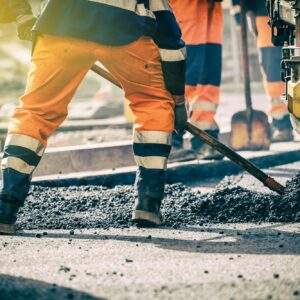 Teamwork on road construction