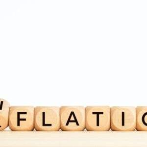 Inflation or deflation word in wooden blocks